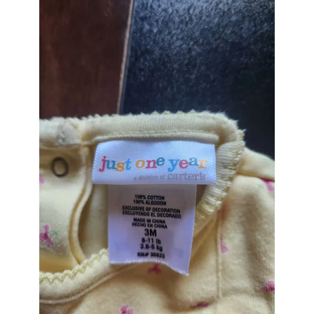 Carter's Just One You Baby Girl 3M Yellow Butterfly Dress Bodysuit Onesie
